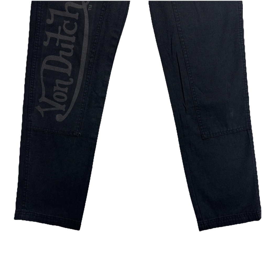 Von Dutch Jeans Mens Sz 30x32 Double Knee Patch Graphic Black Denim -NEW w/ Tag - Picture 6 of 13